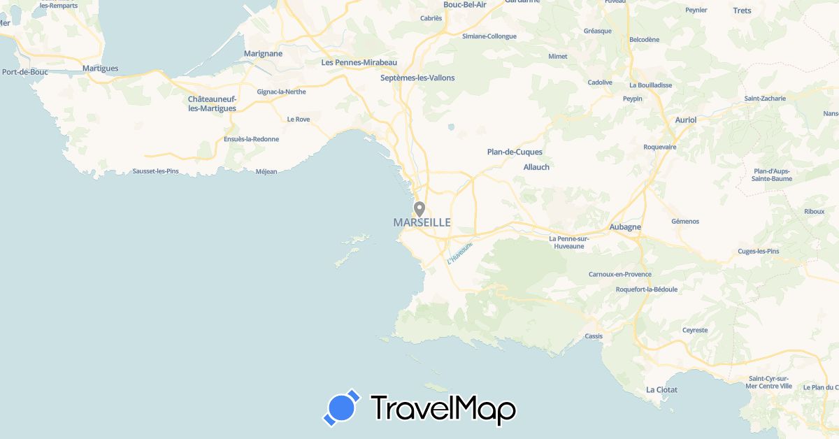 TravelMap itinerary: plane in France (Europe)